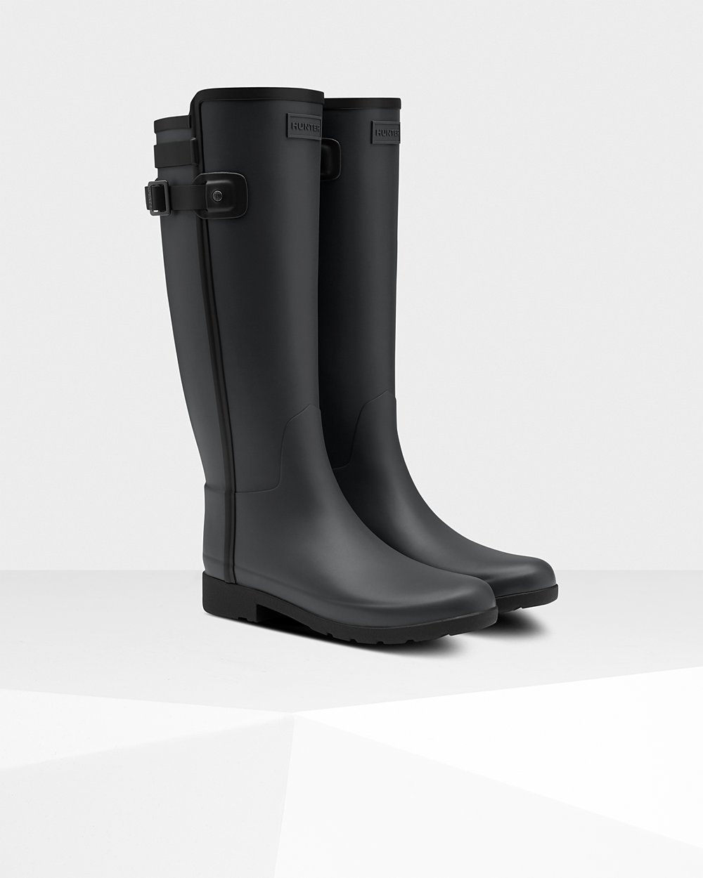 Bottes Hautes de Pluie Hunter Refined Slim Fit Contrast Femme Noir SYDLJBK-53